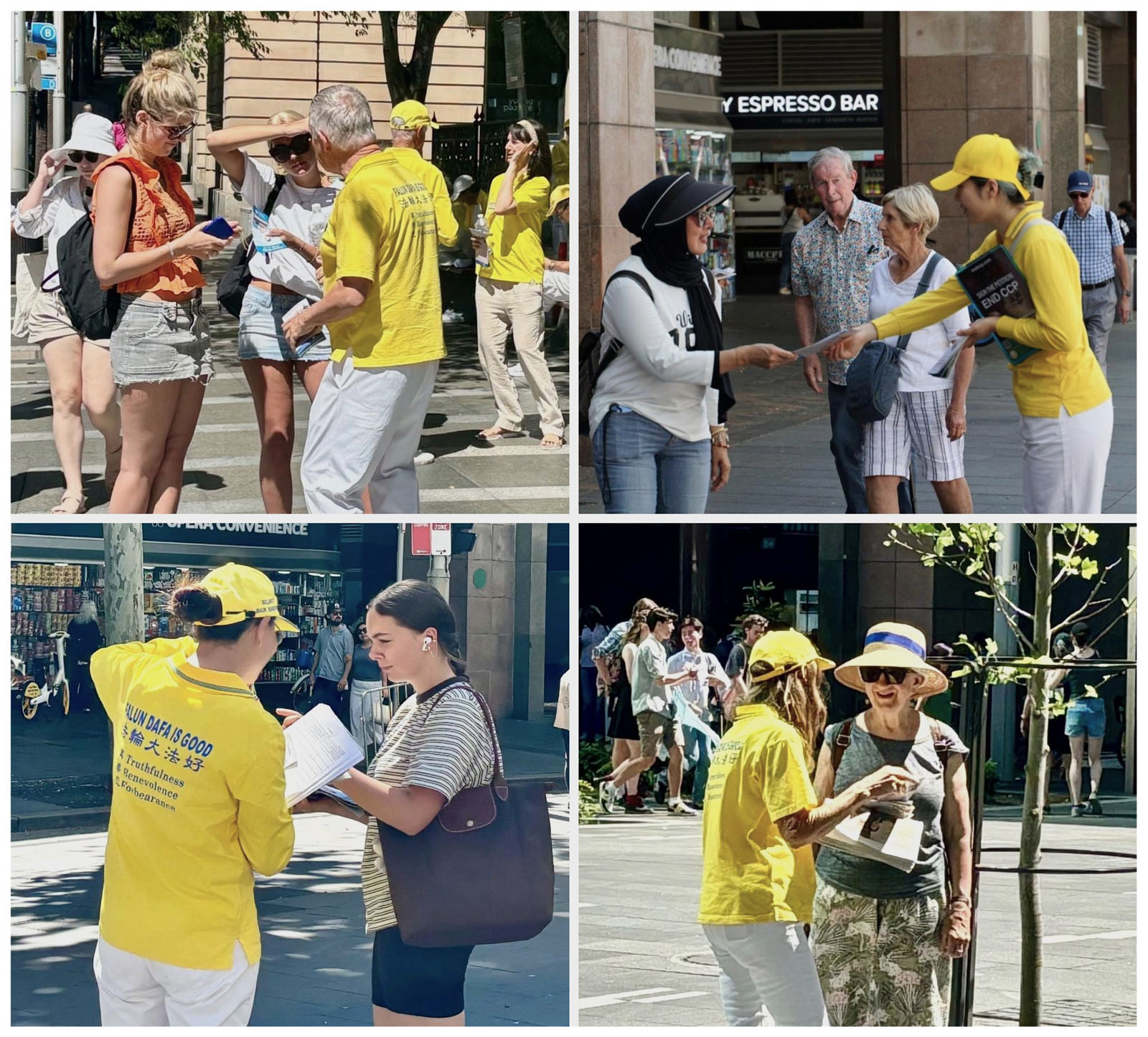 图7:十月十一日,法轮功学员在悉尼海关大楼广场活动期间,人们向法轮功学员了解真相。