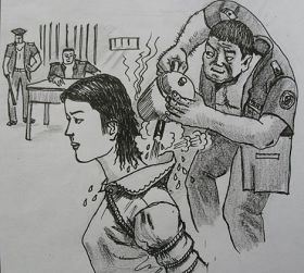 '中共酷刑示意图：热水烫'